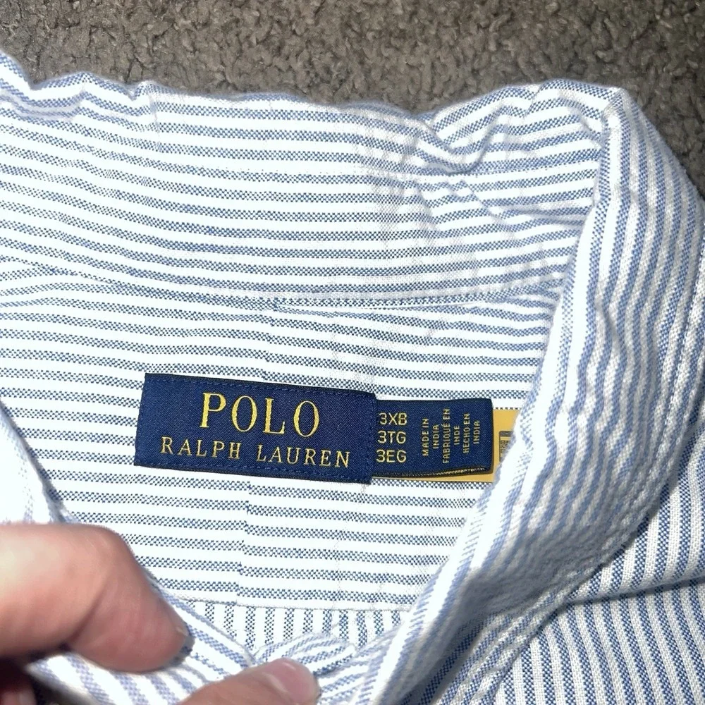 Men's 3XB Polo Ralph Lauren Shirt Plaid Blue Button Down Preppy Long Sleeve